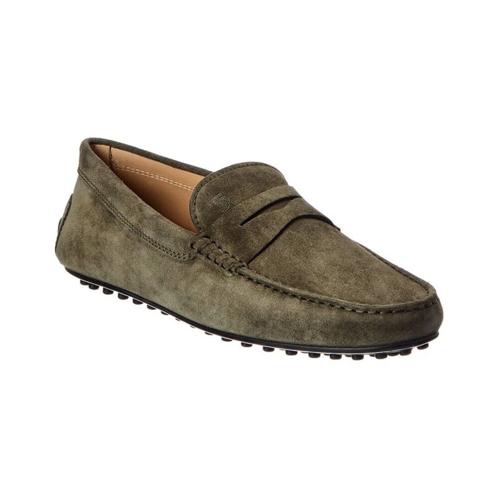 Tods City Gommino Suede Loafer, Green